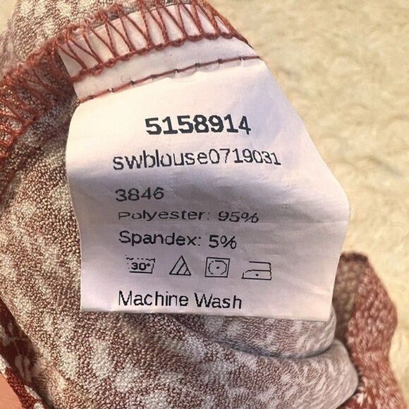 SHEIN Womens Red Floral Smocked Cut Out Tie Front Crop Top Bohemian NWOT Large - Picture 11 of 12